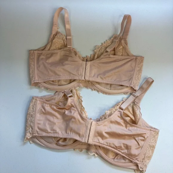 Deesse Femme Couture Nude Beige Lace Underwire Unpadded Bra size 42H Lot of 2 - Picture 5 of 9